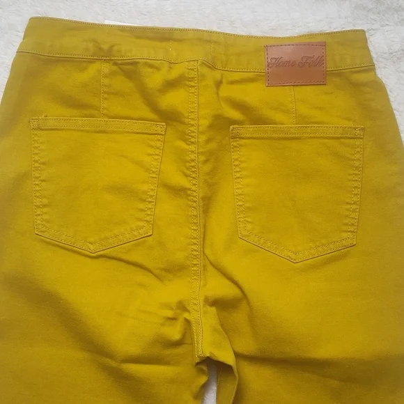 Home Folk Mustard Yellow Wide Flare Women's Pants Size 12 NWT Bell bottom - Picture 14 of 16